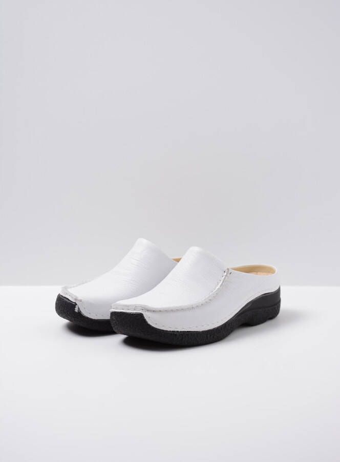 Wolky Slippers Seamy Slide wit geprint leer