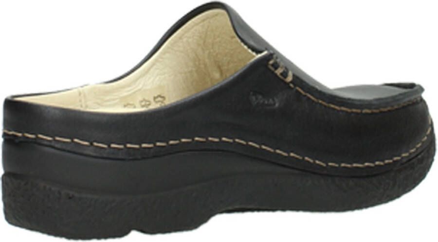 Wolky Slippers Seamy Slide zwart geprint leer