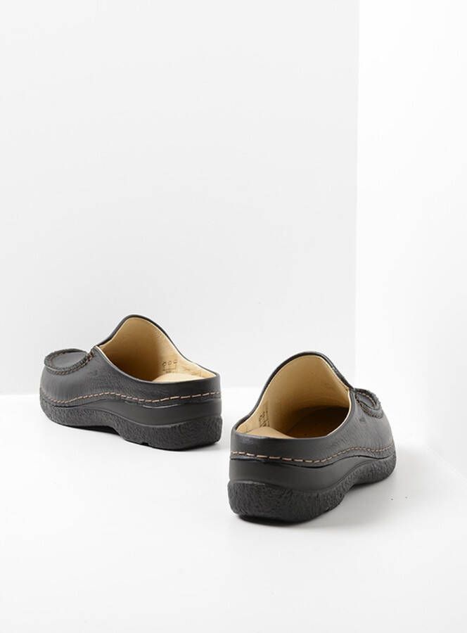 Wolky Slippers Seamy Slide zwart geprint leer