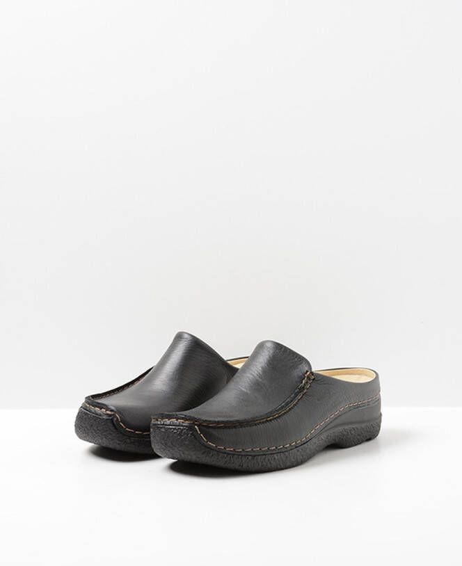 Wolky Slippers Seamy Slide zwart geprint leer