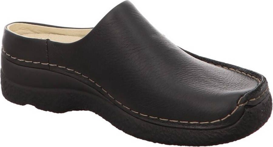 Wolky Slippers Seamy Slide zwart geprint leer
