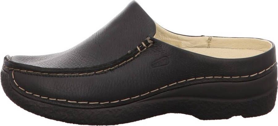 Wolky Slippers Seamy Slide zwart geprint leer
