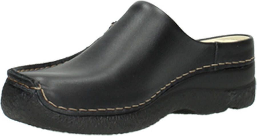 Wolky Slippers Seamy Slide zwart geprint leer