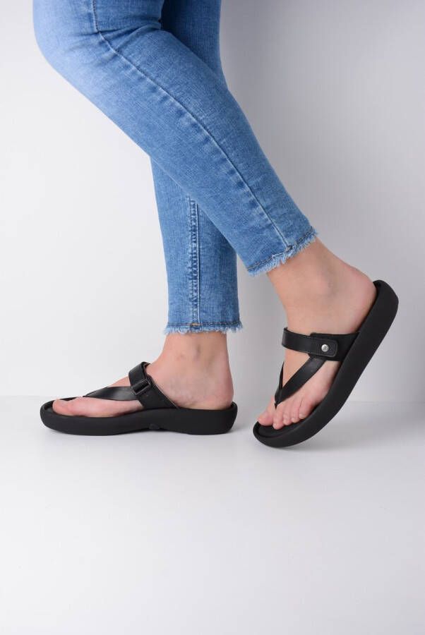 Wolky Slippers Tahiti zwart leer