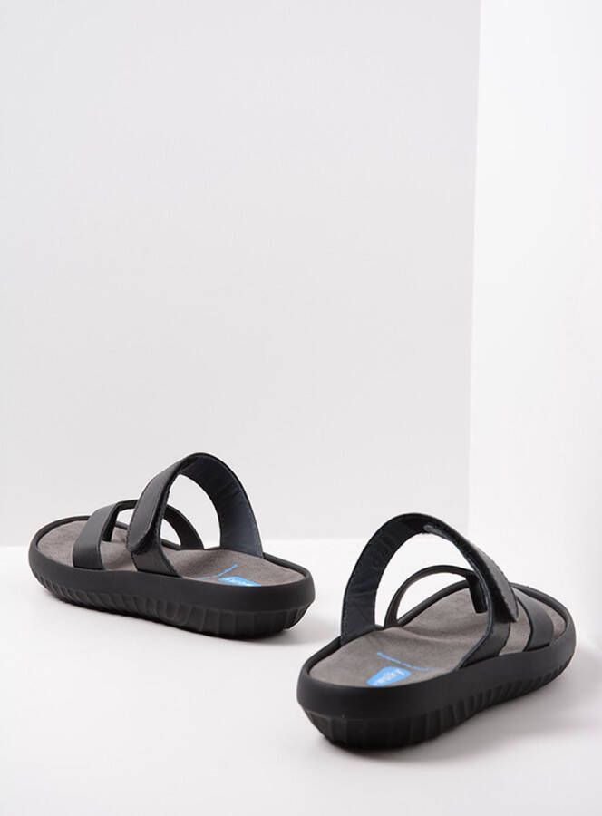 Wolky Slippers Tahiti zwart leer