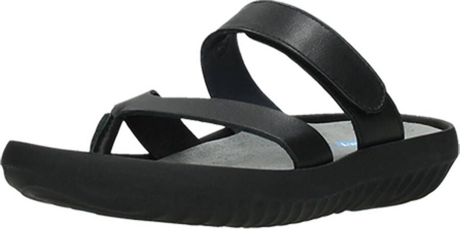 Wolky Slippers Tahiti zwart leer