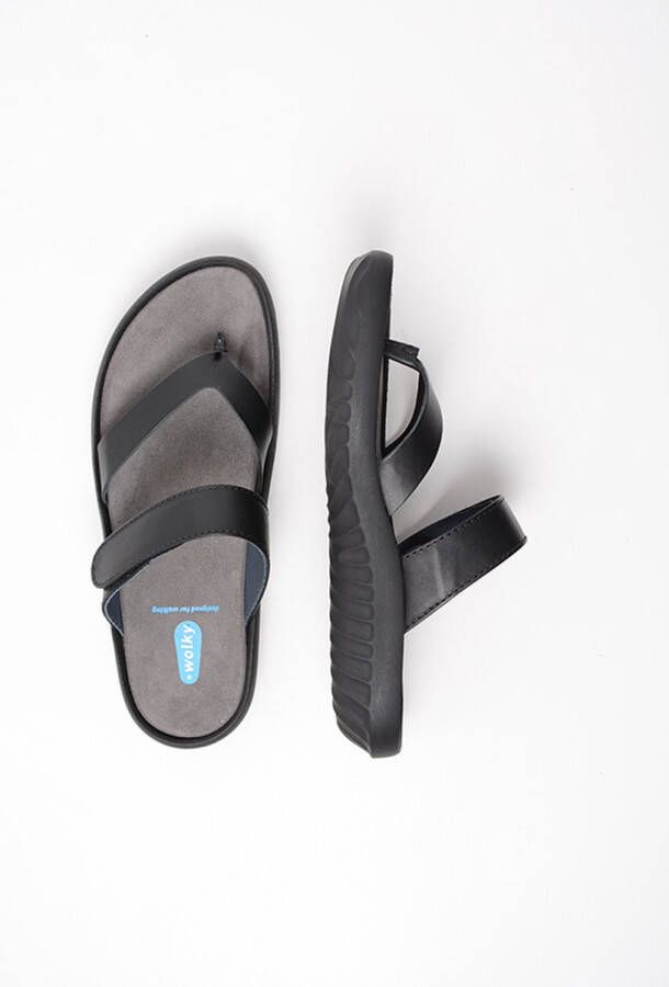 Wolky Slippers Tahiti zwart leer