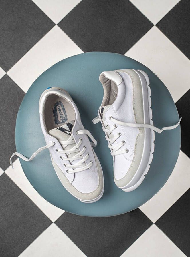 Wolky Veterschoenen Babati ijswit canvas suede