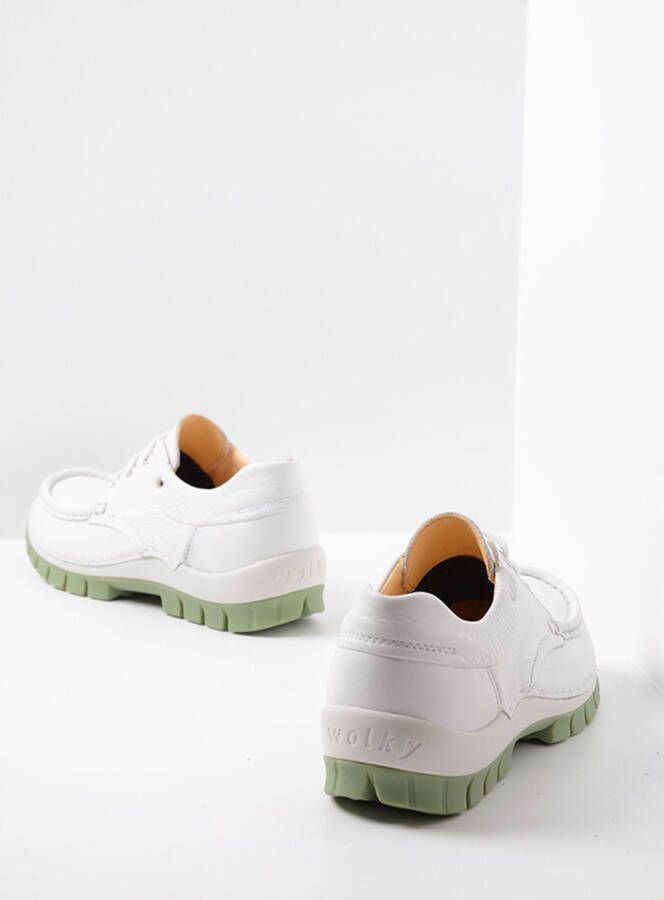 Wolky Veterschoenen Fly Summer wit lichtgroen leer