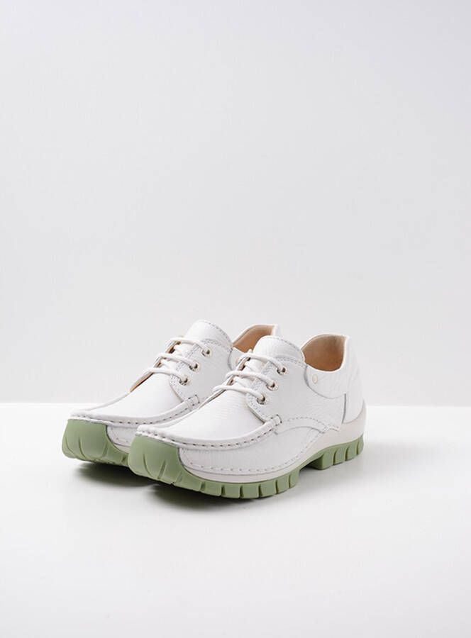 Wolky Veterschoenen Fly Summer wit lichtgroen leer