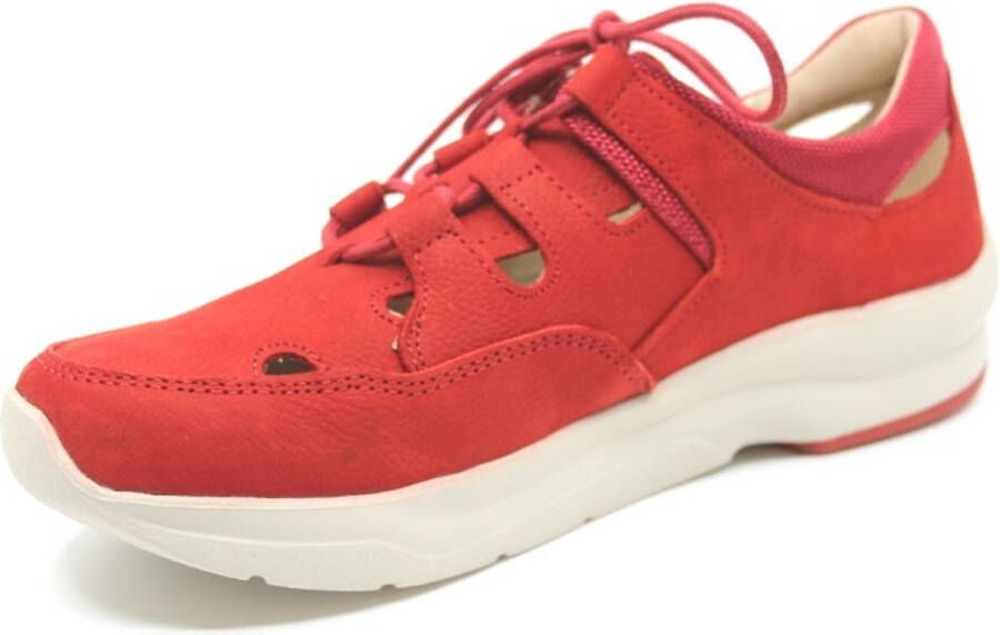 Wolky Rode leren sneakers met comfortabel voetbed en enkelondersteuning Rood Dames - Foto 3