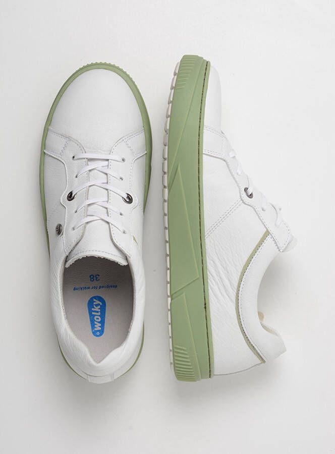 Wolky Veterschoenen Pull wit lichtgroen leer