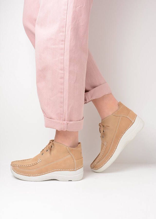 Wolky Veterschoenen Roll Moc beige nubuck