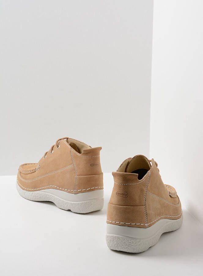 Wolky Veterschoenen Roll Moc beige nubuck