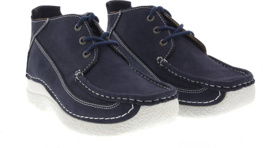 Wolky Veterschoenen Roll Moc denim nubuck