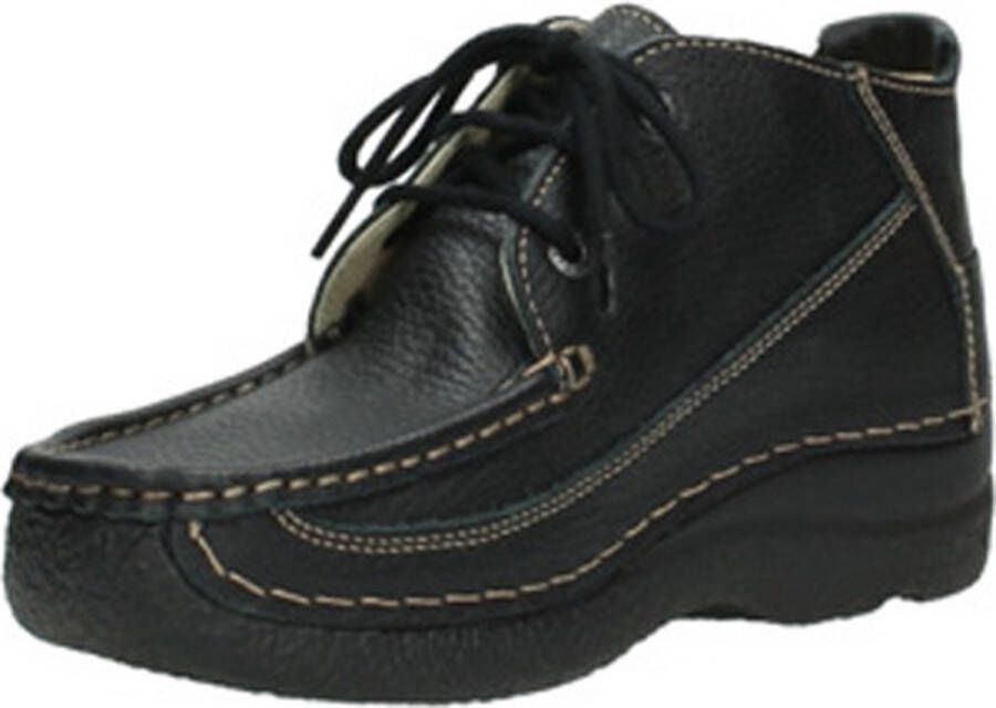 Wolky Veterschoenen Roll Moc zwart leer