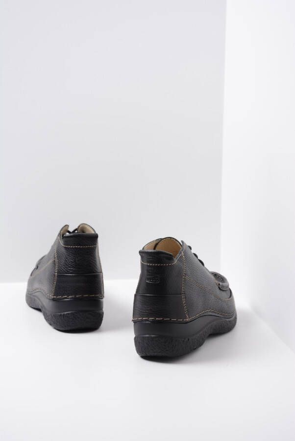 Wolky Veterschoenen Roll Moc zwart leer