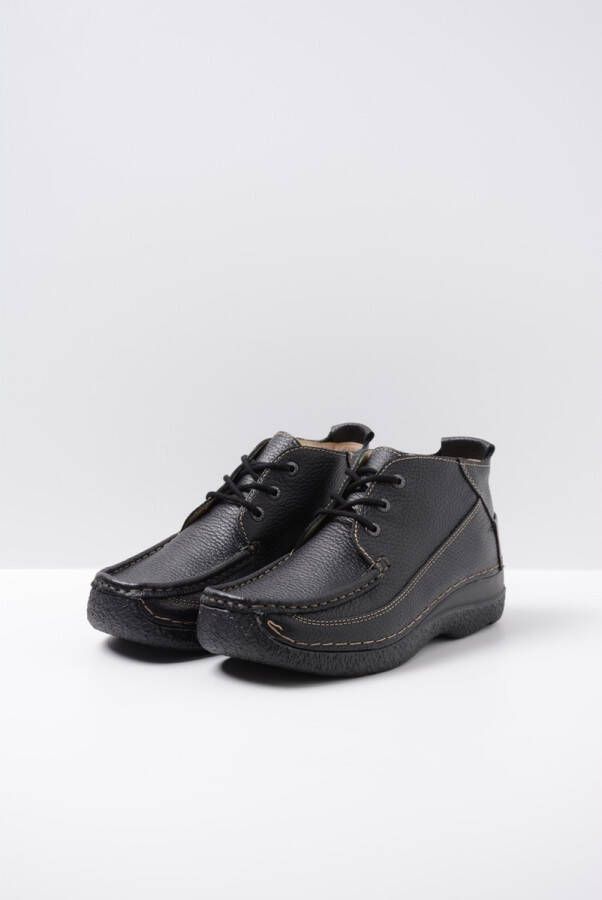 Wolky Veterschoenen Roll Moc zwart leer