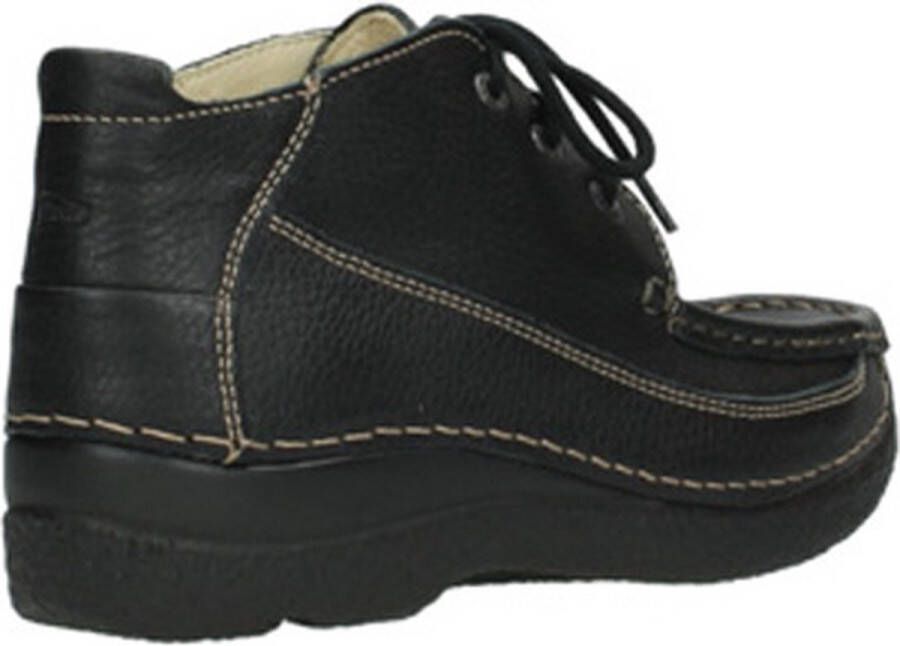 Wolky Veterschoenen Roll Moc zwart leer