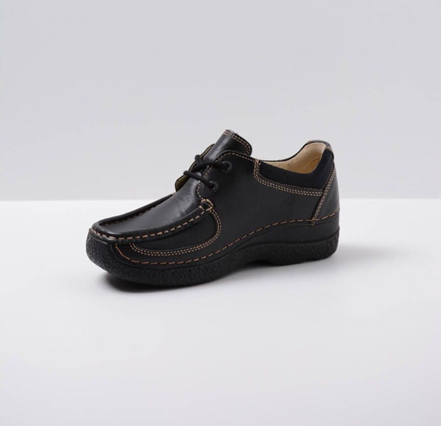 Wolky Veterschoenen Roll Shoe zwart leer