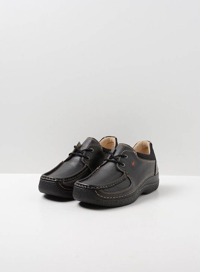 Wolky Veterschoenen Roll Shoe zwart leer