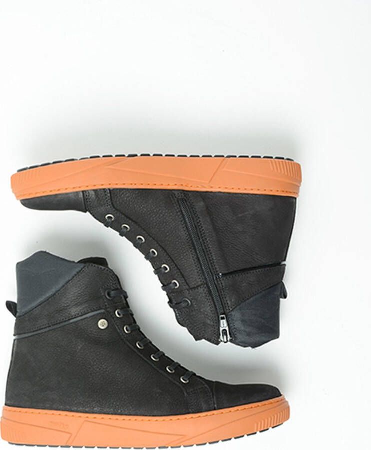 Wolky Veterschoenen Wheel zwart oranje nubuck