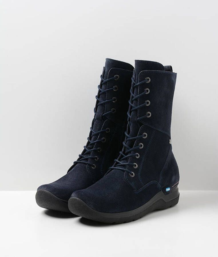 Wolky Hoge veterschoenen Zigzag blauw suede - Foto 4