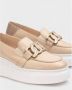 Wonders Tweekleurige leren sleehak moccasin Beige Dames - Thumbnail 4