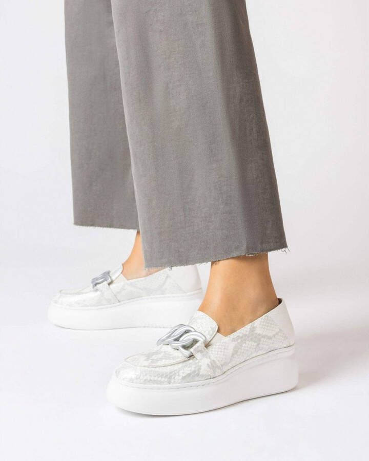 Wonders Tweekleurige leren sleehak moccasin Gray Dames - Foto 3