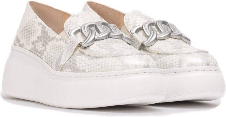 Wonders Tweekleurige leren sleehak moccasin Gray Dames - Foto 4