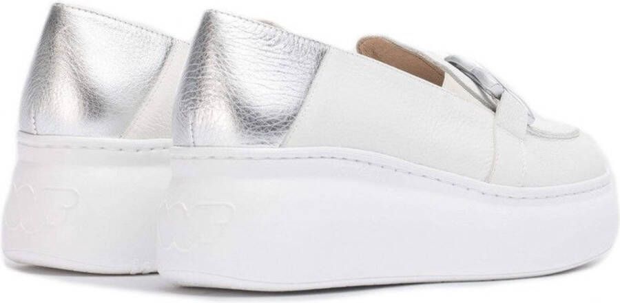 Wonders Tweekleurige leren sleehak moccasin White Dames - Foto 3