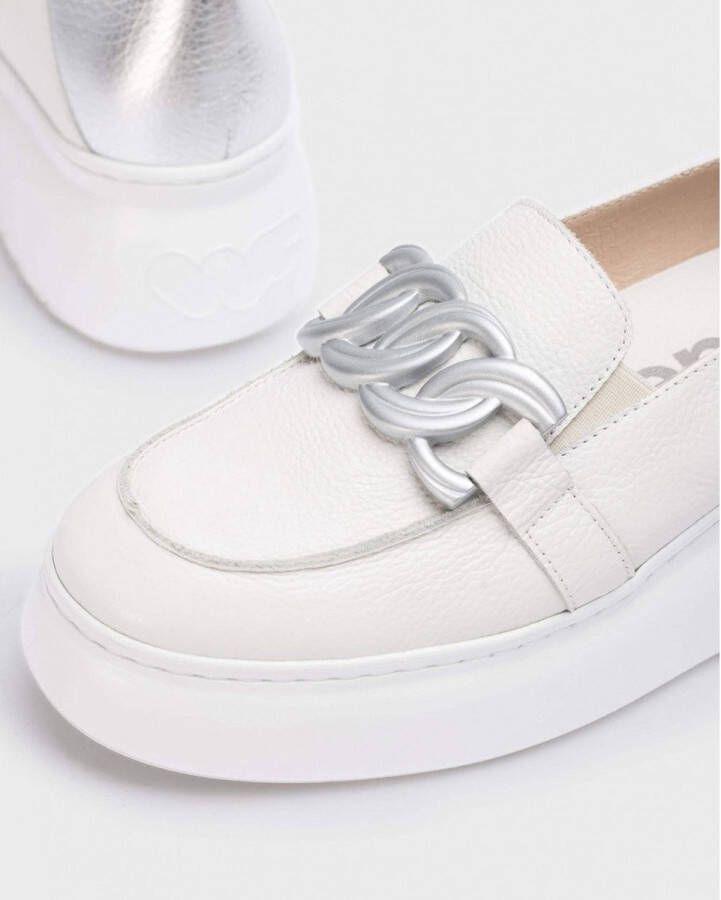 Wonders Tweekleurige leren sleehak moccasin White Dames - Foto 4