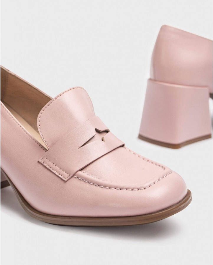 Wonders Klassieke leren pump met vierkante blokhak Pink Dames - Foto 2