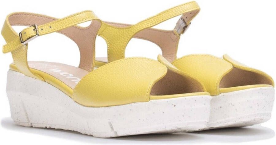 Wonders Leren sleehak sandaal met verstelbare gespsluiting Yellow Dames - Foto 4