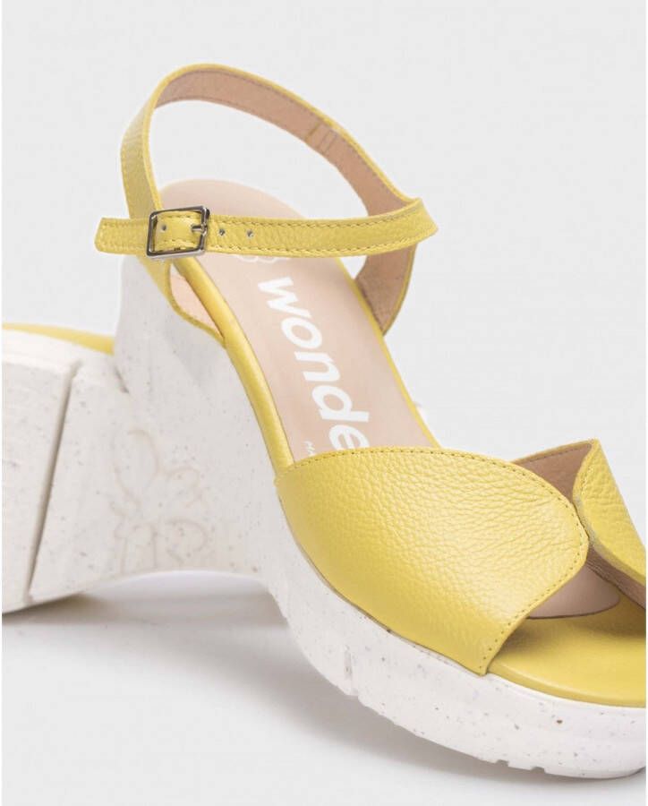 Wonders Leren sleehak sandaal met verstelbare gespsluiting Yellow Dames - Foto 5