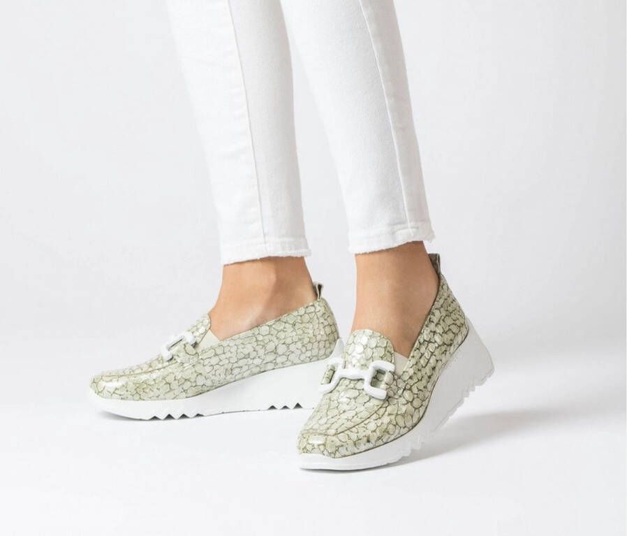 Wonders Social dames moccasin groen