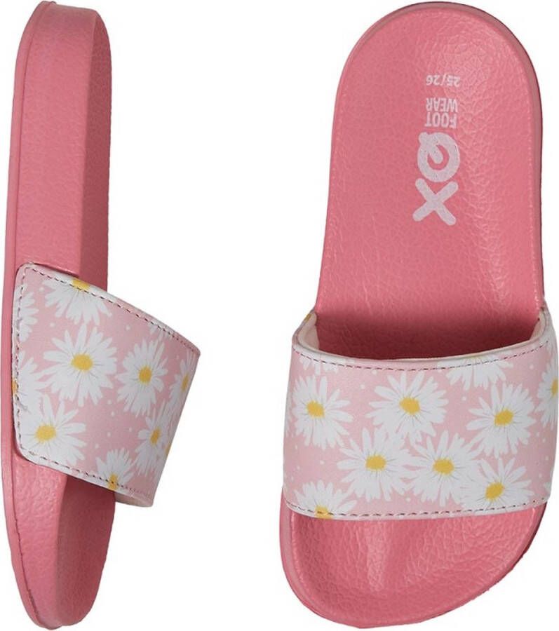 XQ Footwear Slippers Bloemen Roze