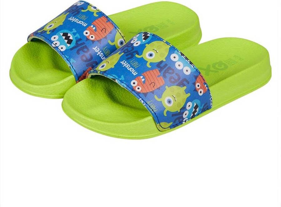 XQ Footwear Slippers Monsters Groen Blauw