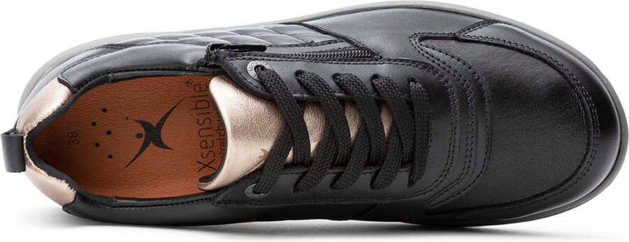 Xsensible Arona black silver 30217.3 050-HX damesschoenen Zwarte sneakers dames Veterschoenen dames uitneembaar voetbed