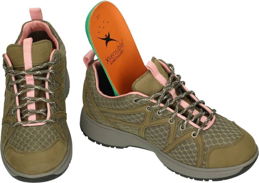 Xsensible -Dames kaki camouflage wandelschoenen