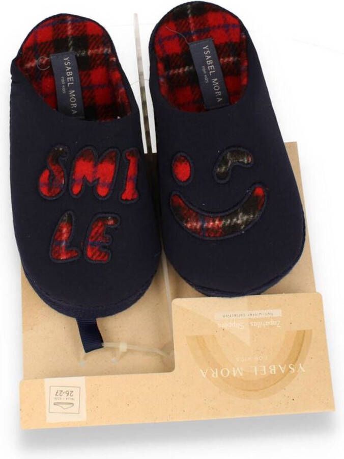 Ysabel Mora Pantoffels kinderen blauw smile slippers extra zacht