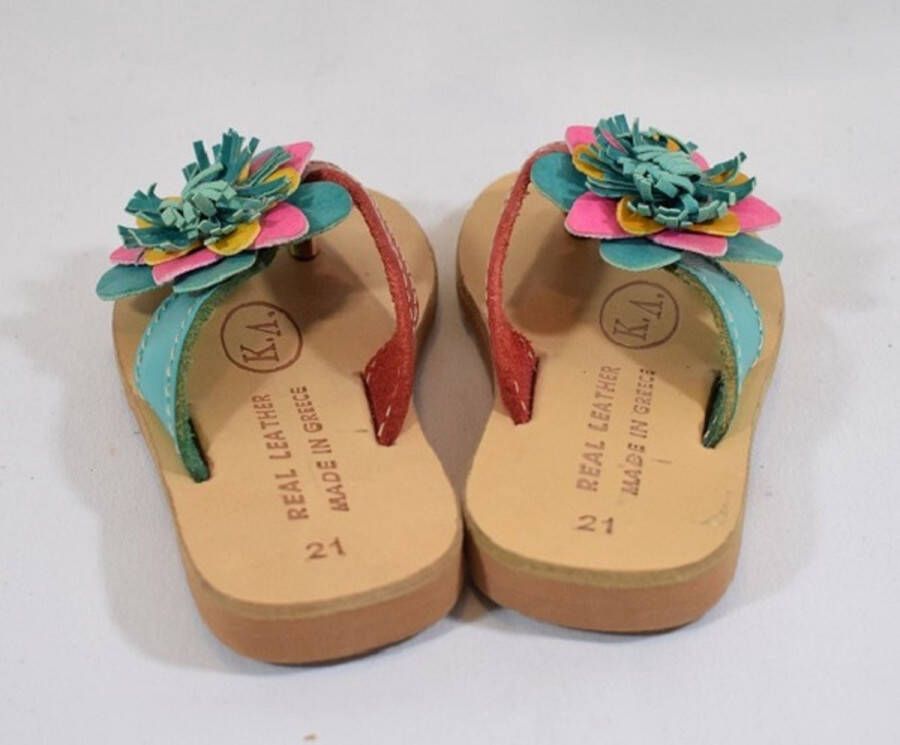 ZoeZo Design echt leren lederen teenslippers -peuter slippers strandslippers boho Ibiza lengte zool