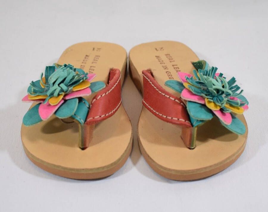 ZoeZo Design echt leren lederen teenslippers -peuter slippers strandslippers boho Ibiza lengte zool