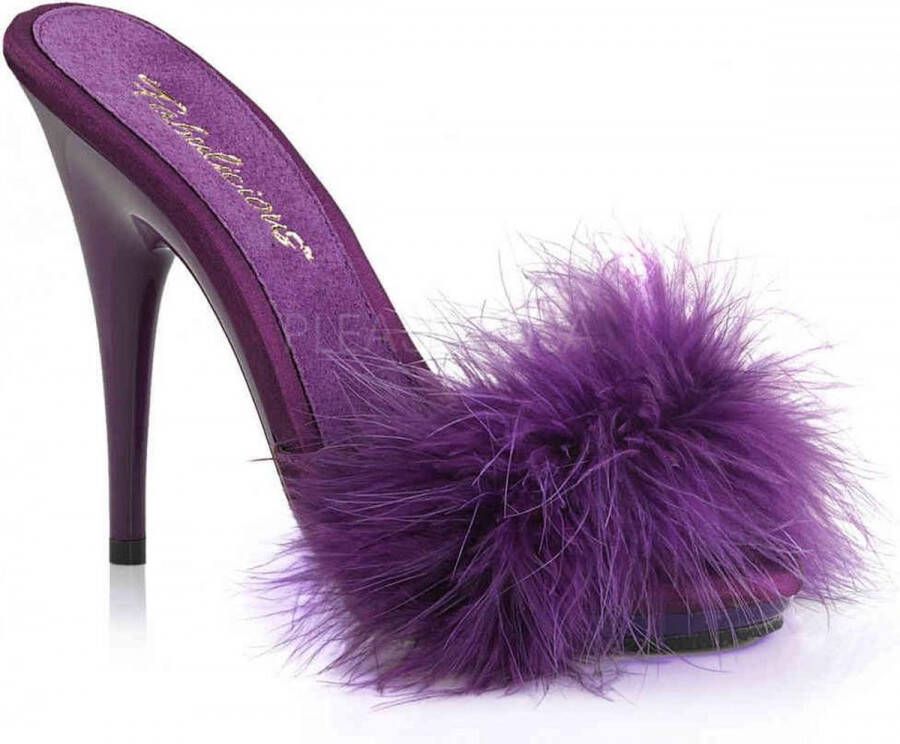 Fabelicious = | POISE 501F | 5 Heel 3 8 PF Marabou Slide Sandal Purple