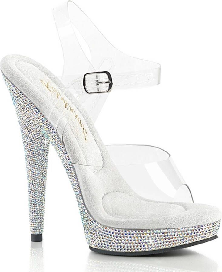 Fabelicious Fabulicious Sandaal met enkelband Paaldans schoenen 44 Shoes SULTRY 608DM Zilverkleurig Transparant
