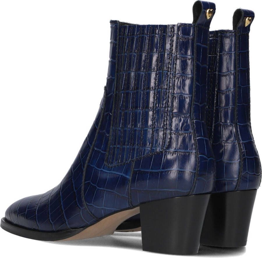 Fabienne Chapot leren enkellaarzen met crocoprint donkerblauw - Foto 2