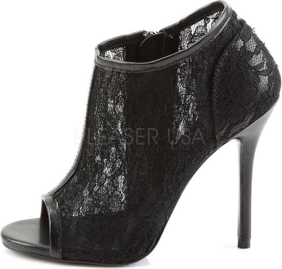Fabelicious Amuse 56 peeptoe stiletto hak met kanten bovenlaag en rits zwart 5 = ) Fabulicious - Foto 3