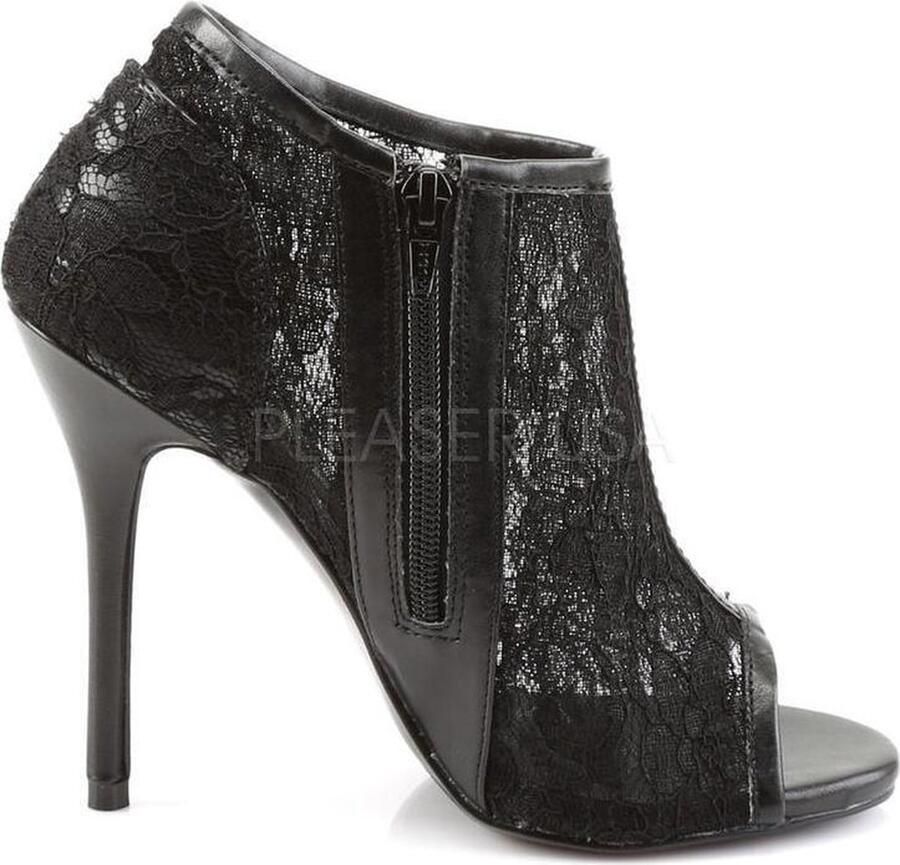 Fabelicious Amuse 56 peeptoe stiletto hak met kanten bovenlaag en rits zwart 5 = ) Fabulicious