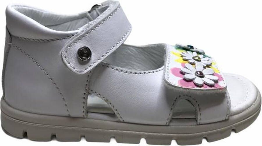 Falcotto 2 velcro's 3 bloempjes lederen sandalen Mayflower wit mt 25 - Foto 4