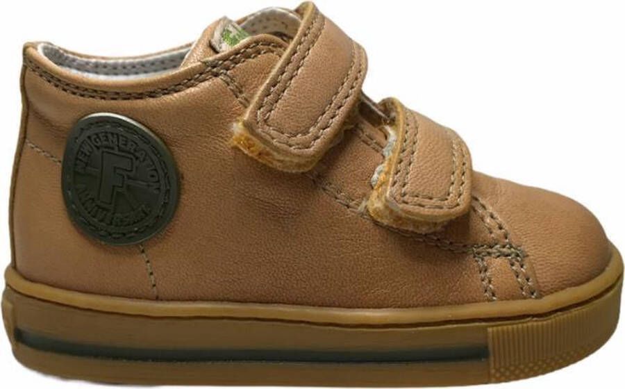 Falcotto 2 velcro's rubberen logo lederen sneakers Michael maisgeel groen mt 19